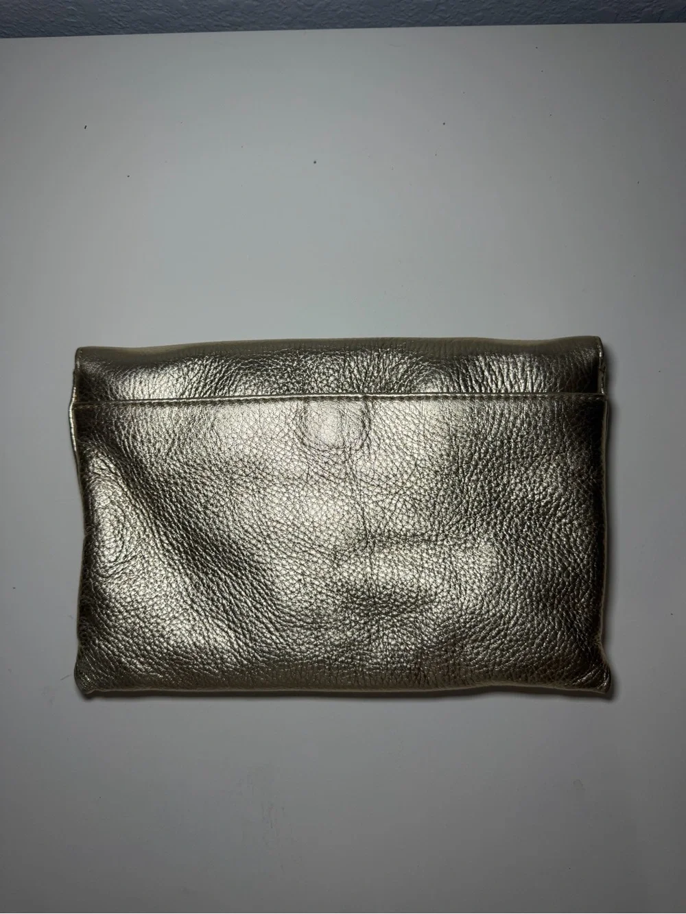 J.Crew Gold Leather Envelope Clutch Purse with Strap - Never Used